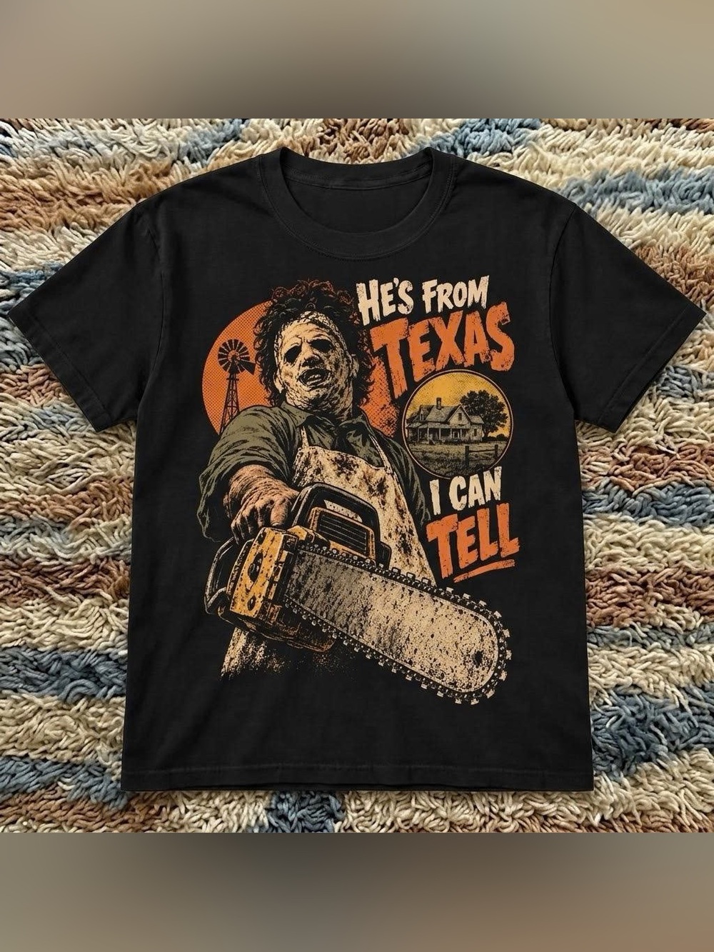 Vintage Black Graphic Tee - 'He's From Texas I Can Tell'
